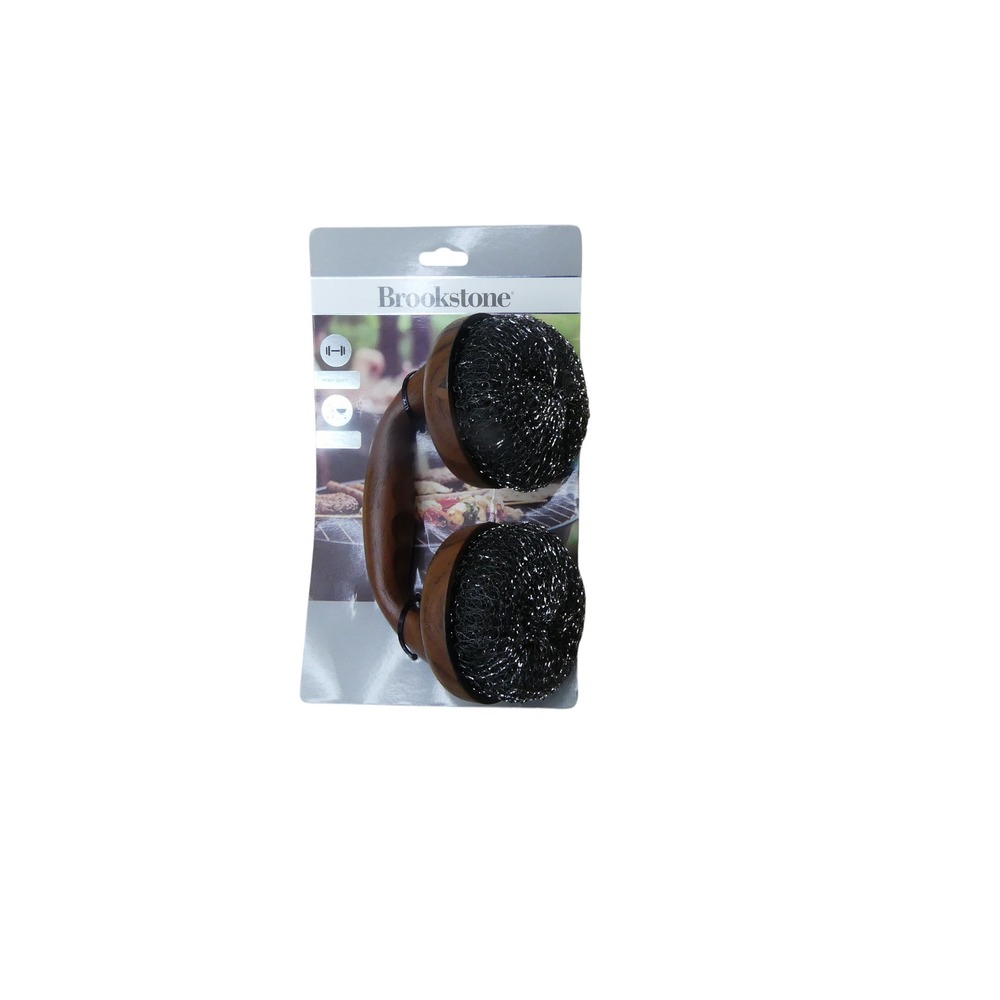 Brookstone Grill Scour Brush Unisex OS Brown New Heavy Duty Dual Head 14BS1834W